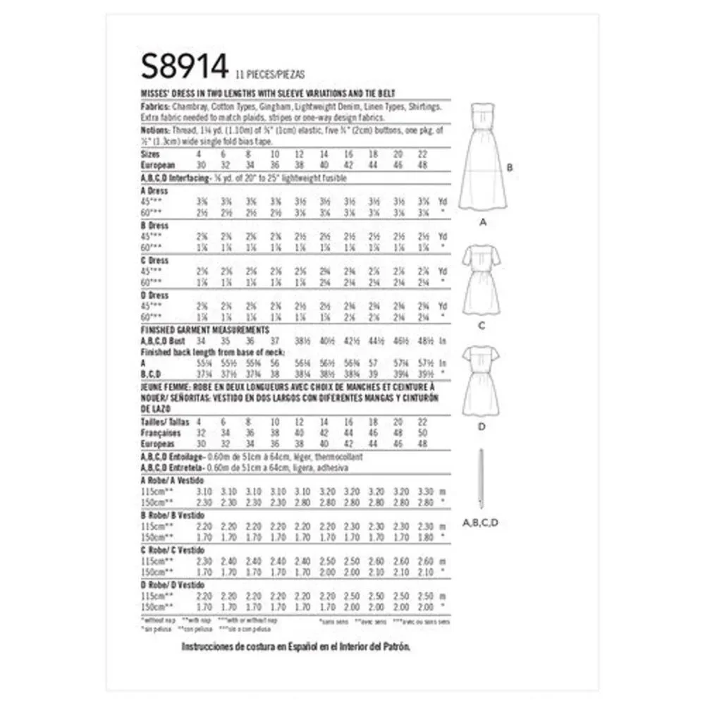 Simplicity Sewing Pattern‎ 8914 Misses Pocket Dress Size 4-12